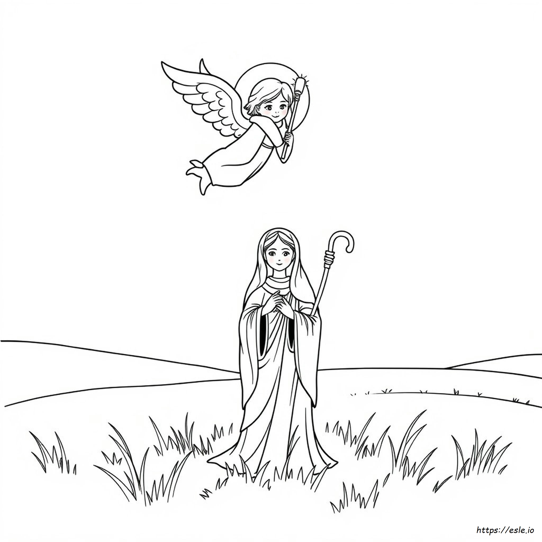María Y El Ángel Para Colorear