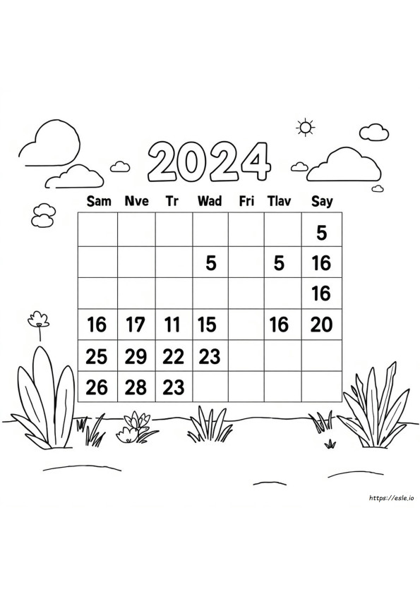 Workout Kalender Kleurplaat 2024