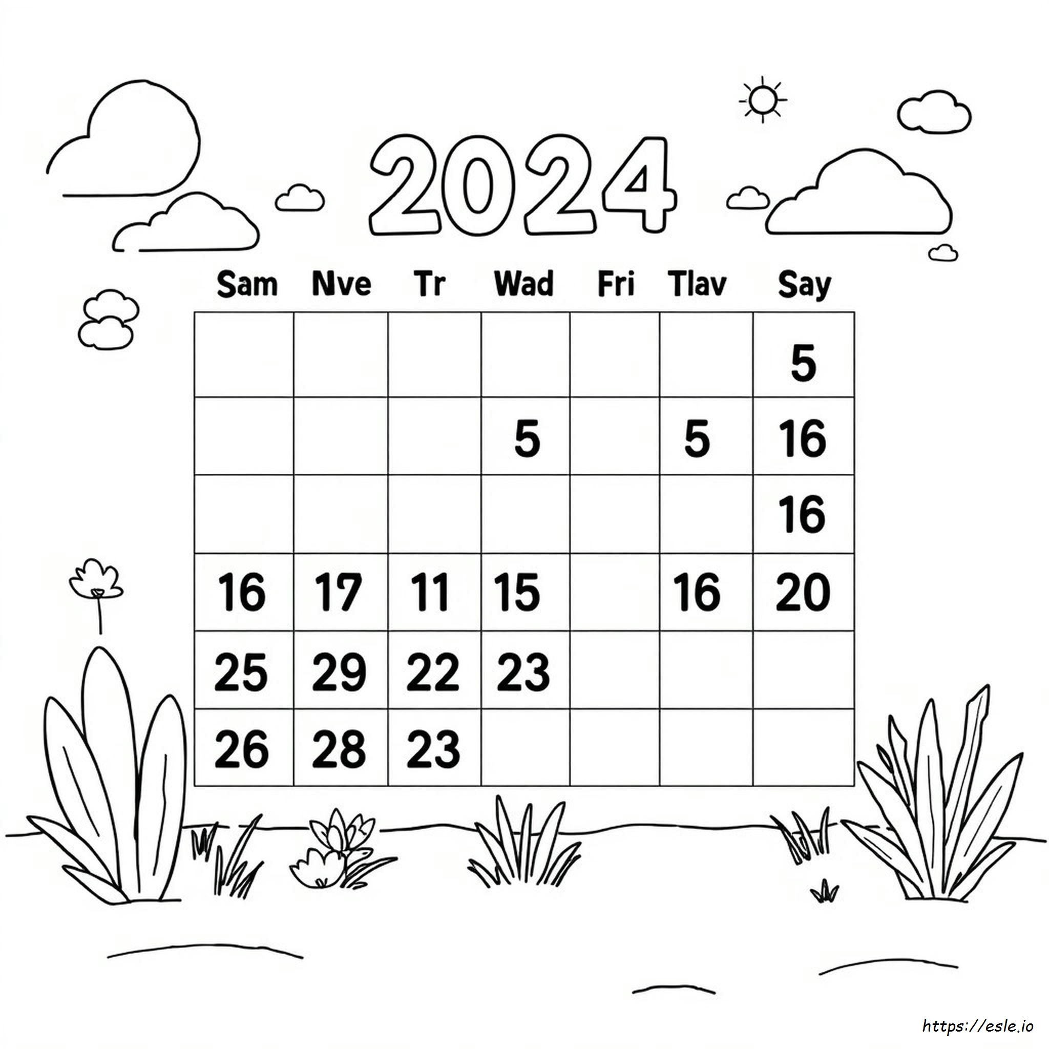 Workout Calendar Coloring Page 2024