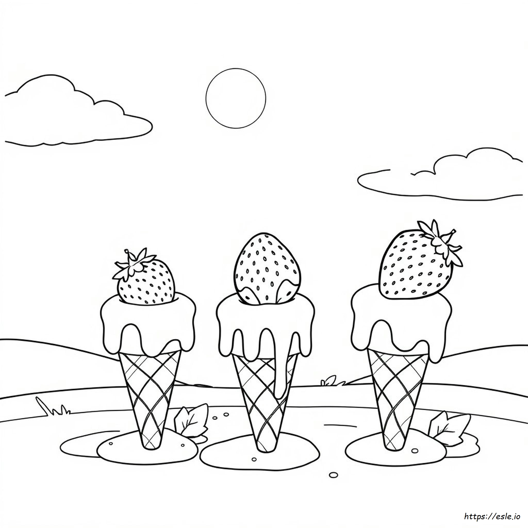 Strawberry Ice Cream Coloring Page