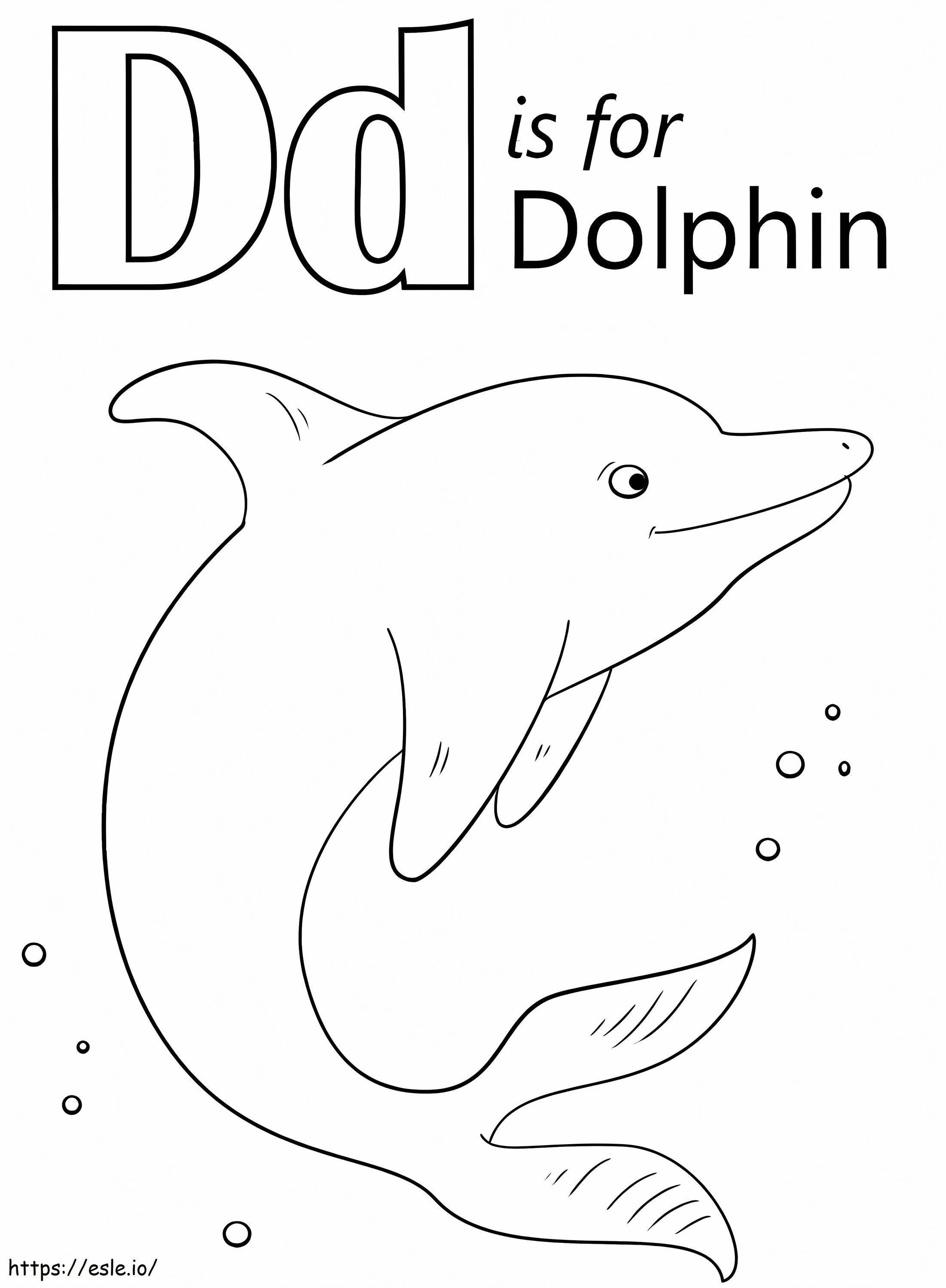 Delfiinin kirjain D 1 värityskuva