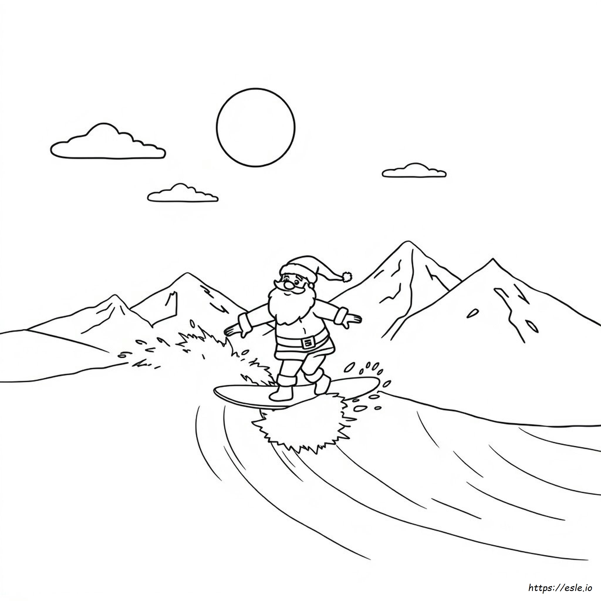 Santa Claus Surfista Para Colorear