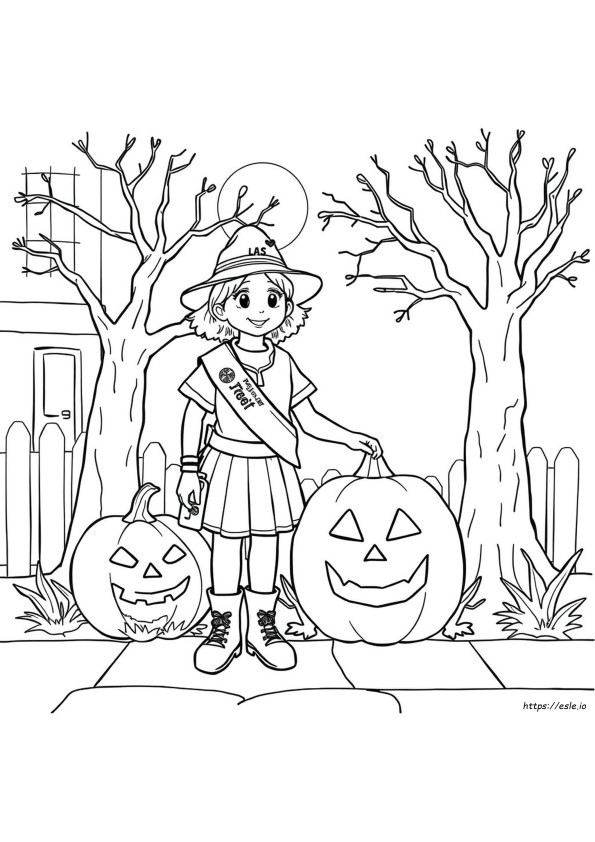 Pramuka Putri Halloween Gambar Mewarnai