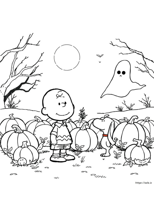 Gambar Mewarnai Halloween Charlie Brown Dapat Dicetak