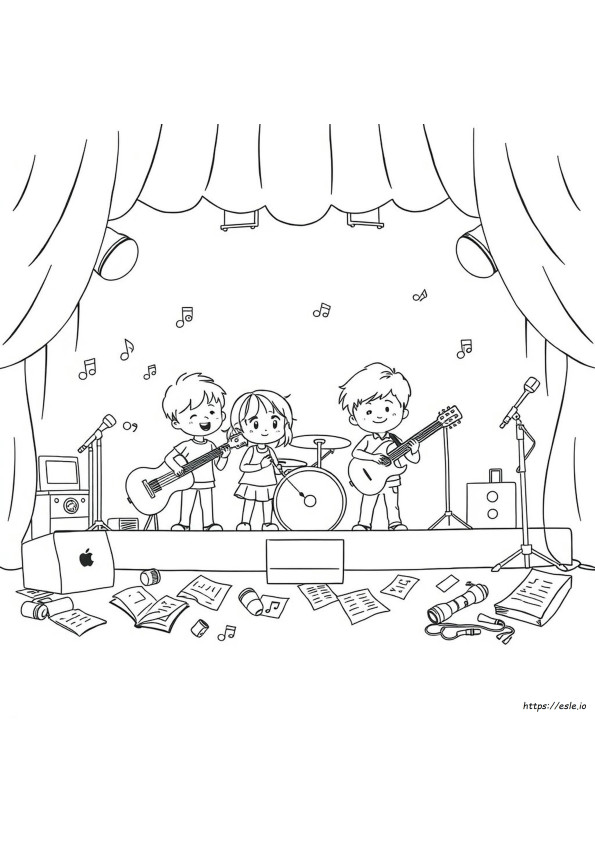 Gambar Mewarnai Musik Gratis Untuk Anak
