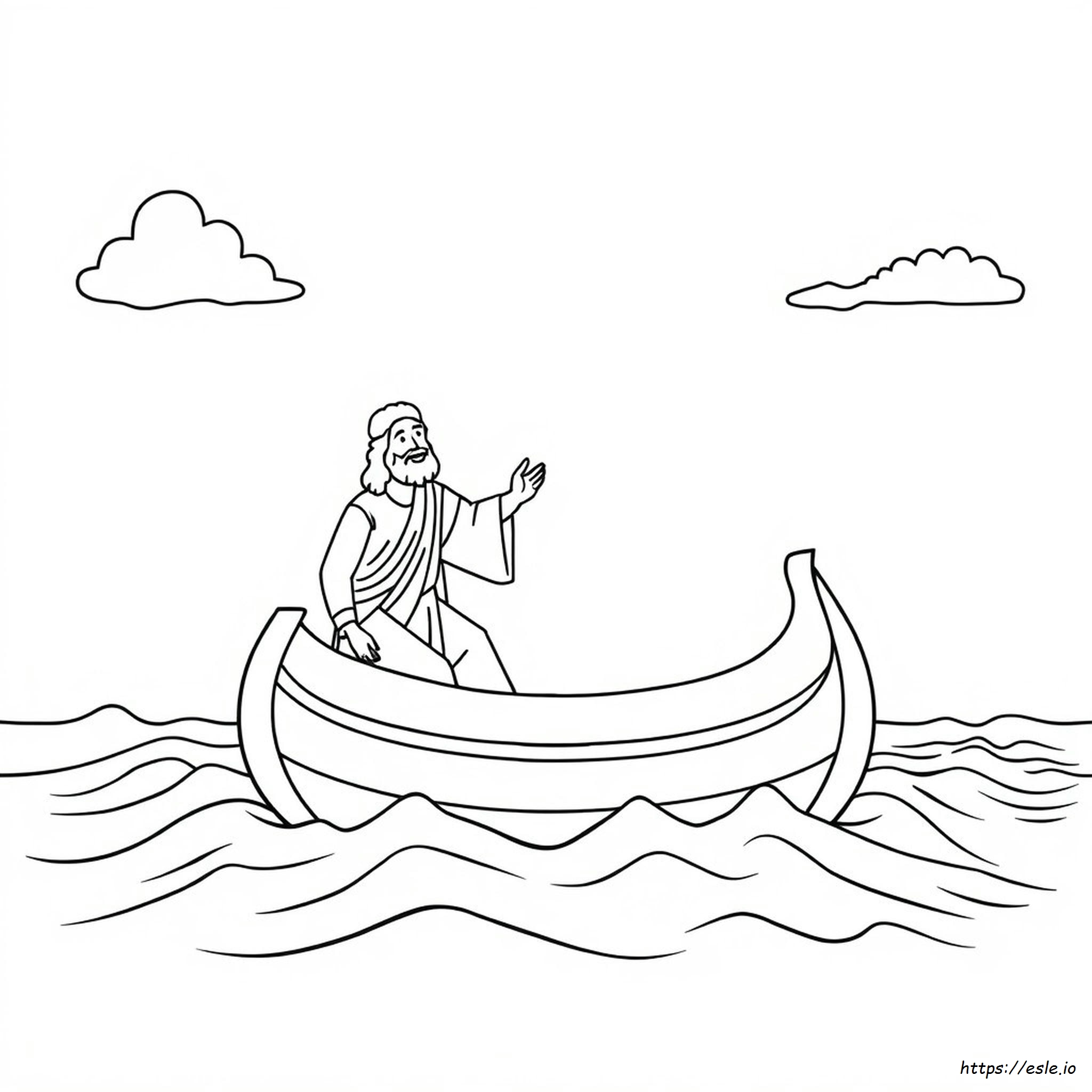 Jesús Y La Tormenta Para Colorear