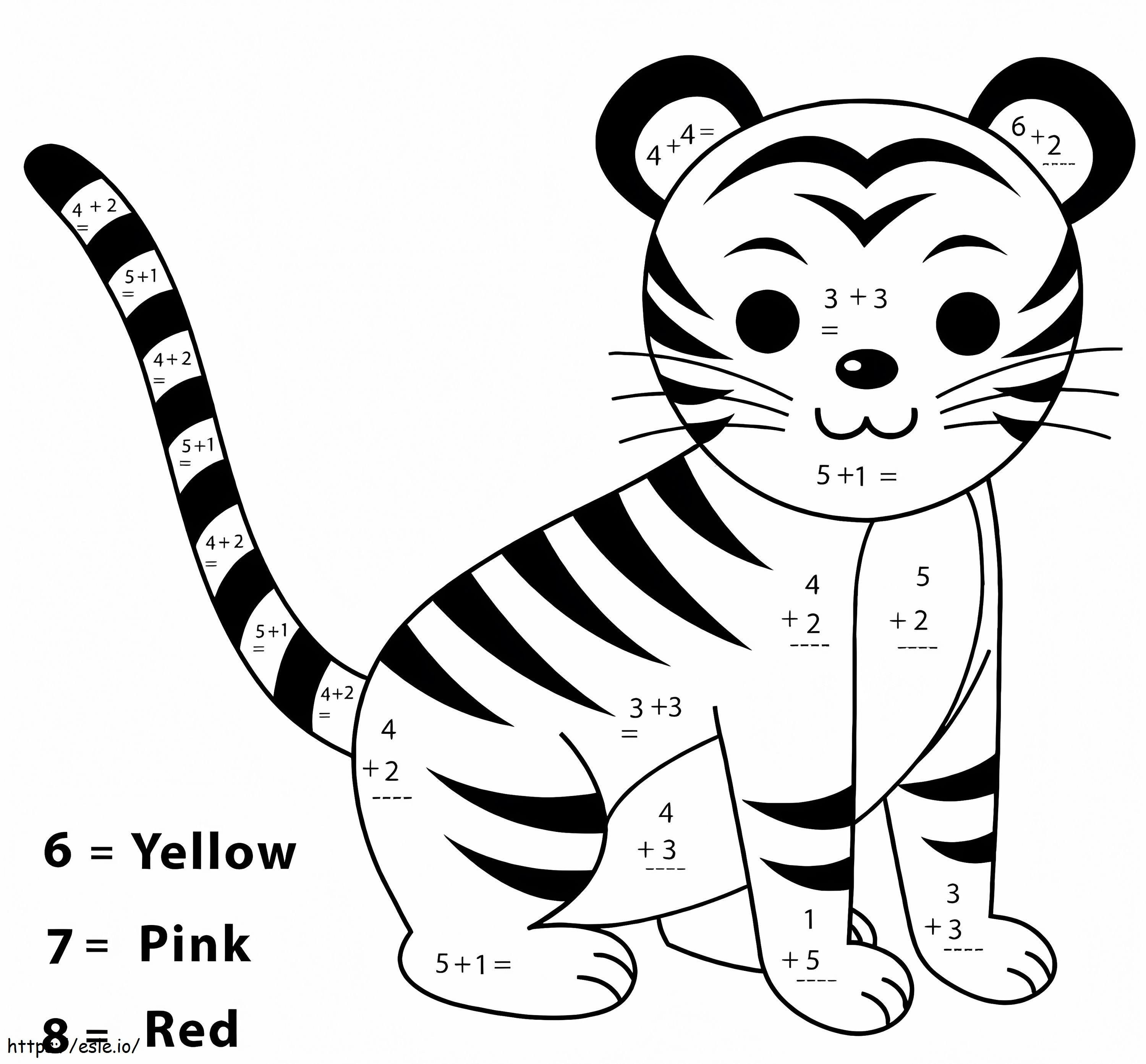 Hoja de trabajo de matemáticas de tigre para colorear
