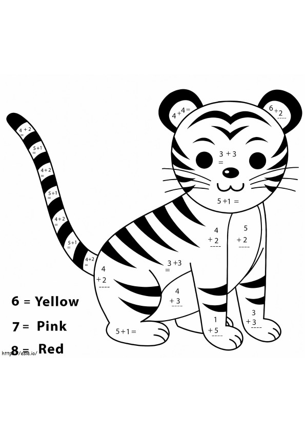 Coloriage Feuille de calcul mathématique du tigre à imprimer dessin