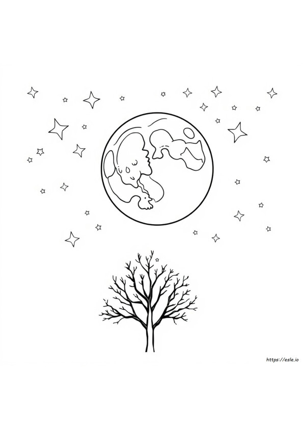 星と月のぬりえ