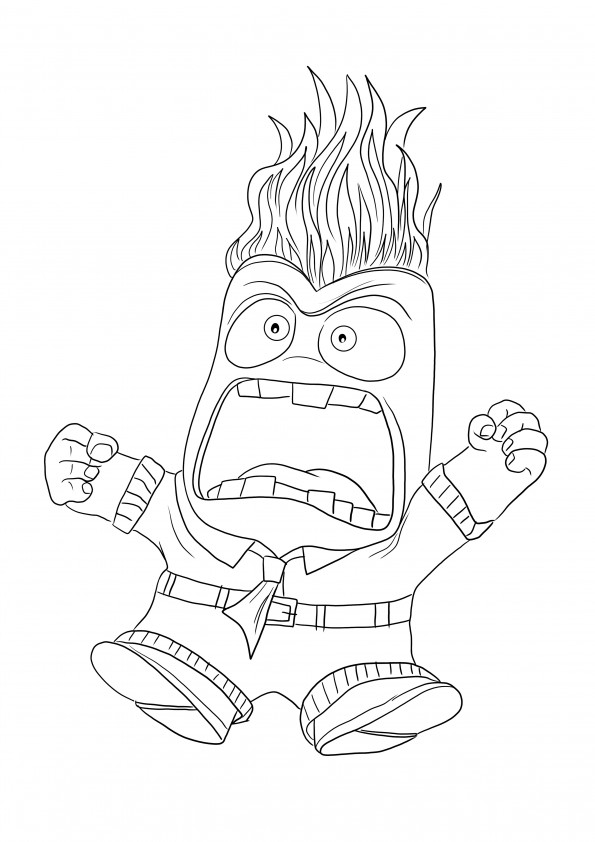 Simple coloring image of Inside Out Anger for kids to color