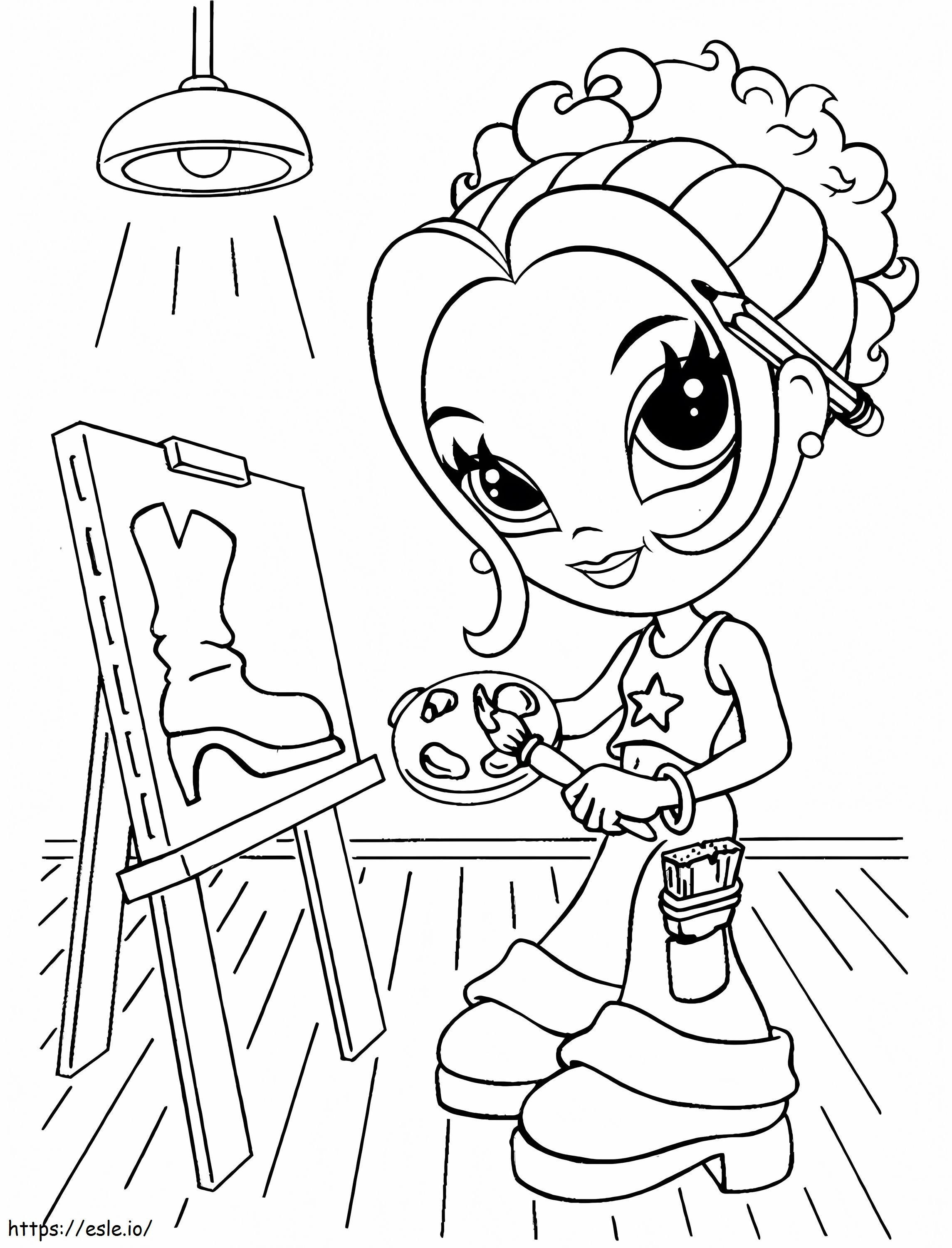 Glamour Girl Painting A4 coloring page