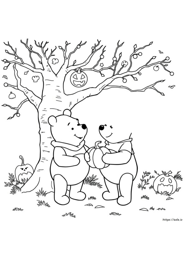 Winnie The Pooh Halloween Gambar Mewarnai