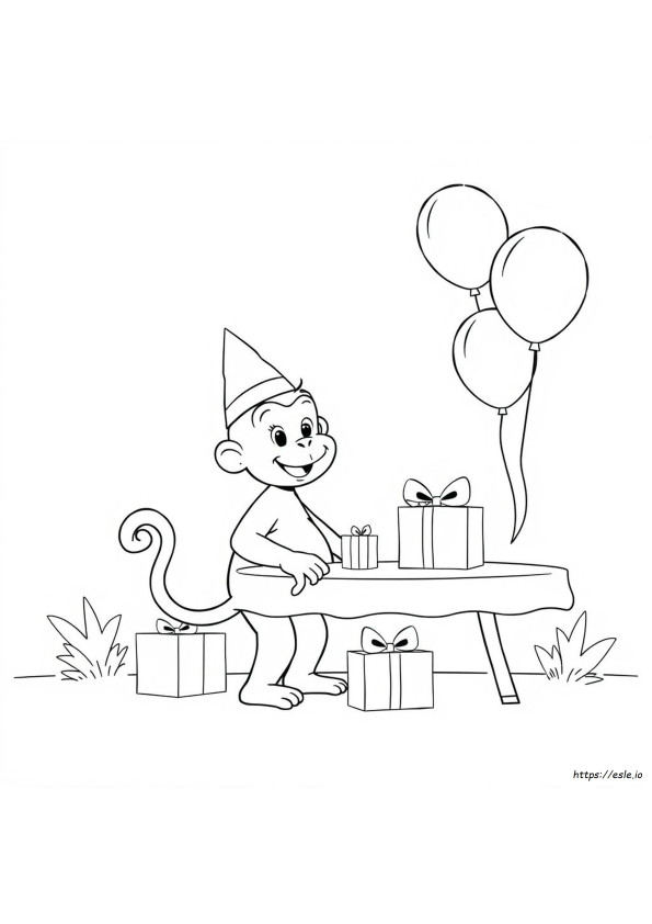 Halaman Mewarnai Ulang Tahun Curious George