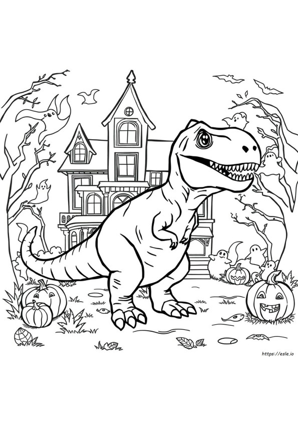Dino T-Rex Halloween Gambar Mewarnai