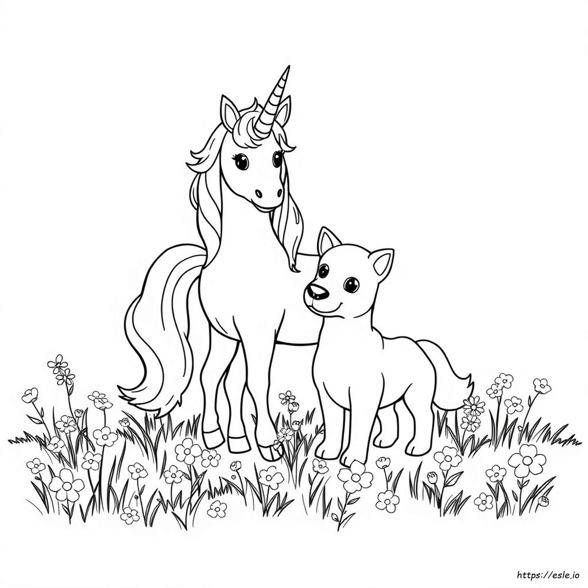 Perro Unicornio Para Colorear