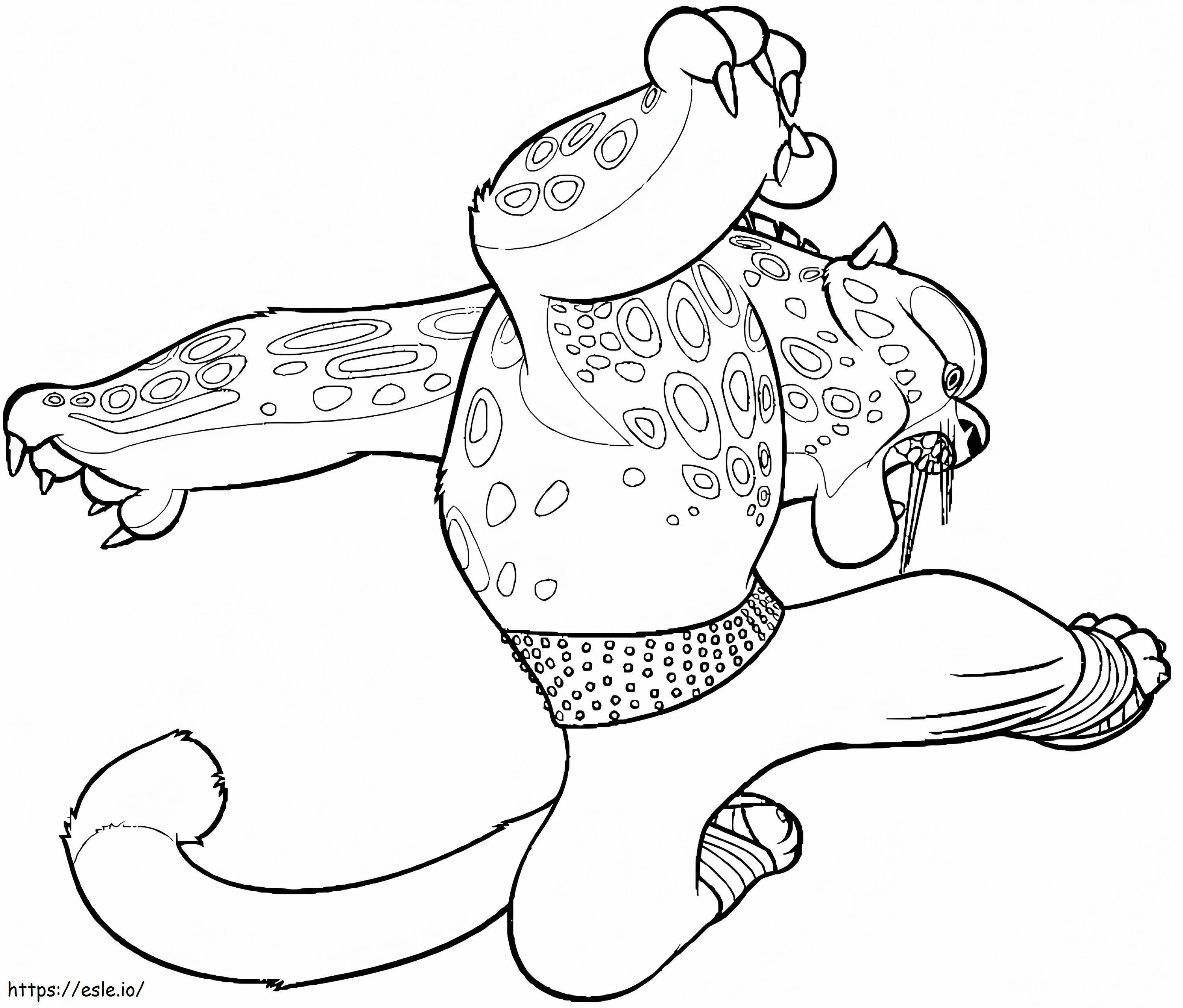 Cartoon Leopard Panda Kungfu coloring page