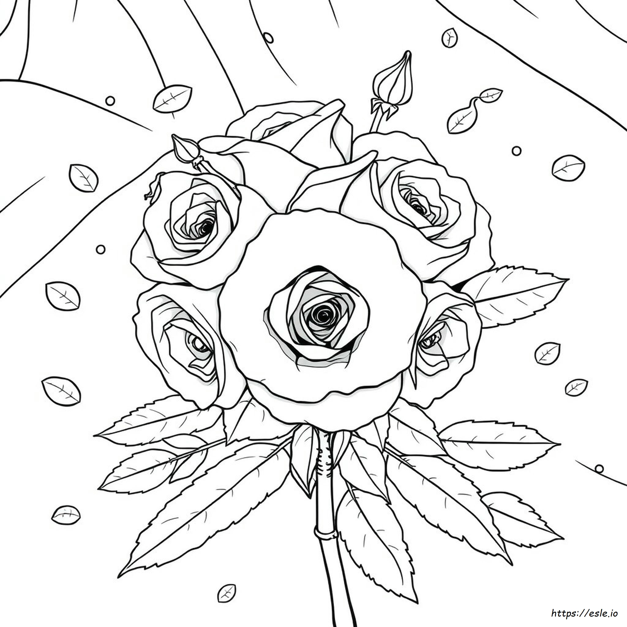 Rose Bouquet Realistic Rose Coloring Pages