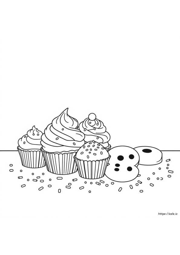 Värityskuvat Cupcakes Ja Keksit