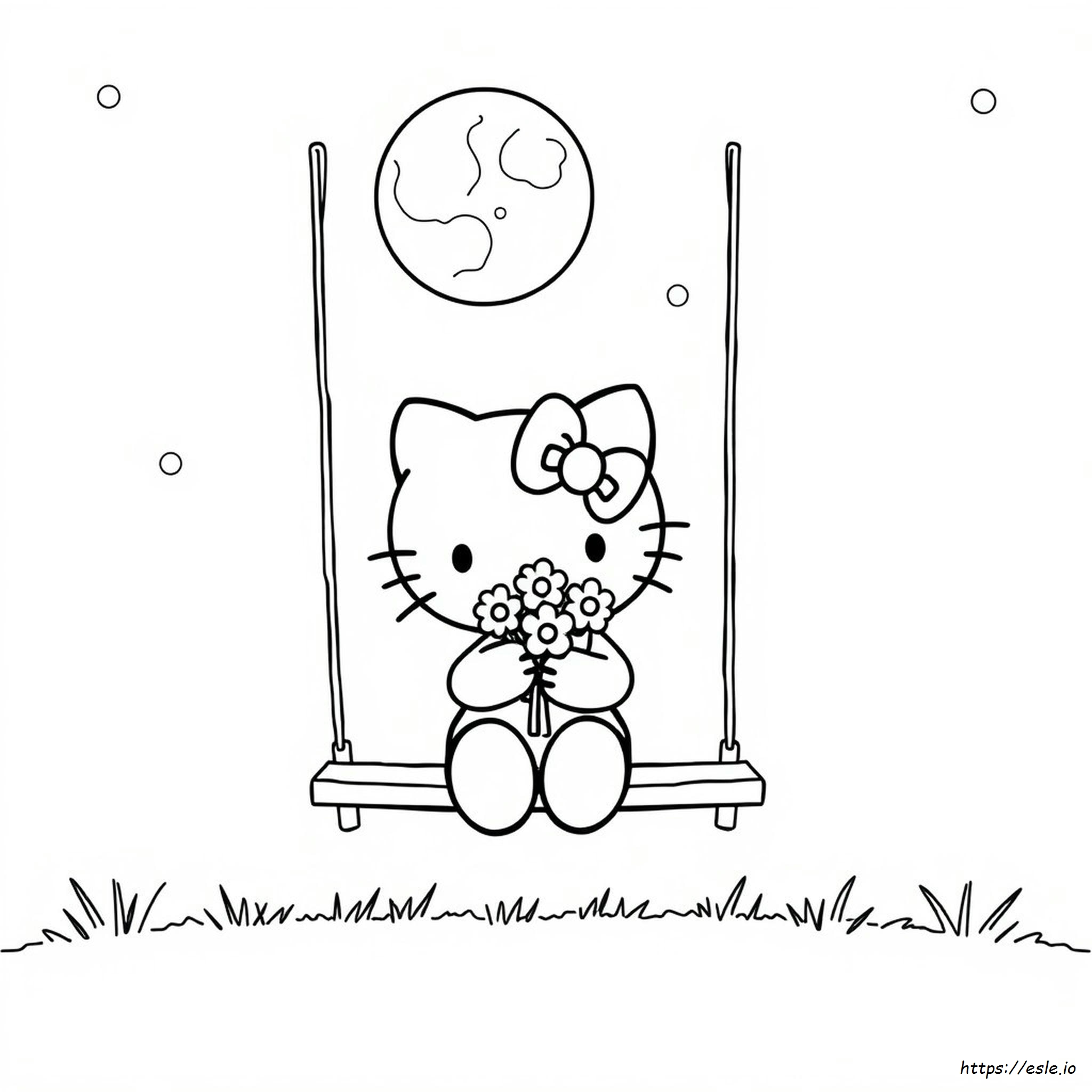 Hello Kitty Schwarzweiß Ausmalbild