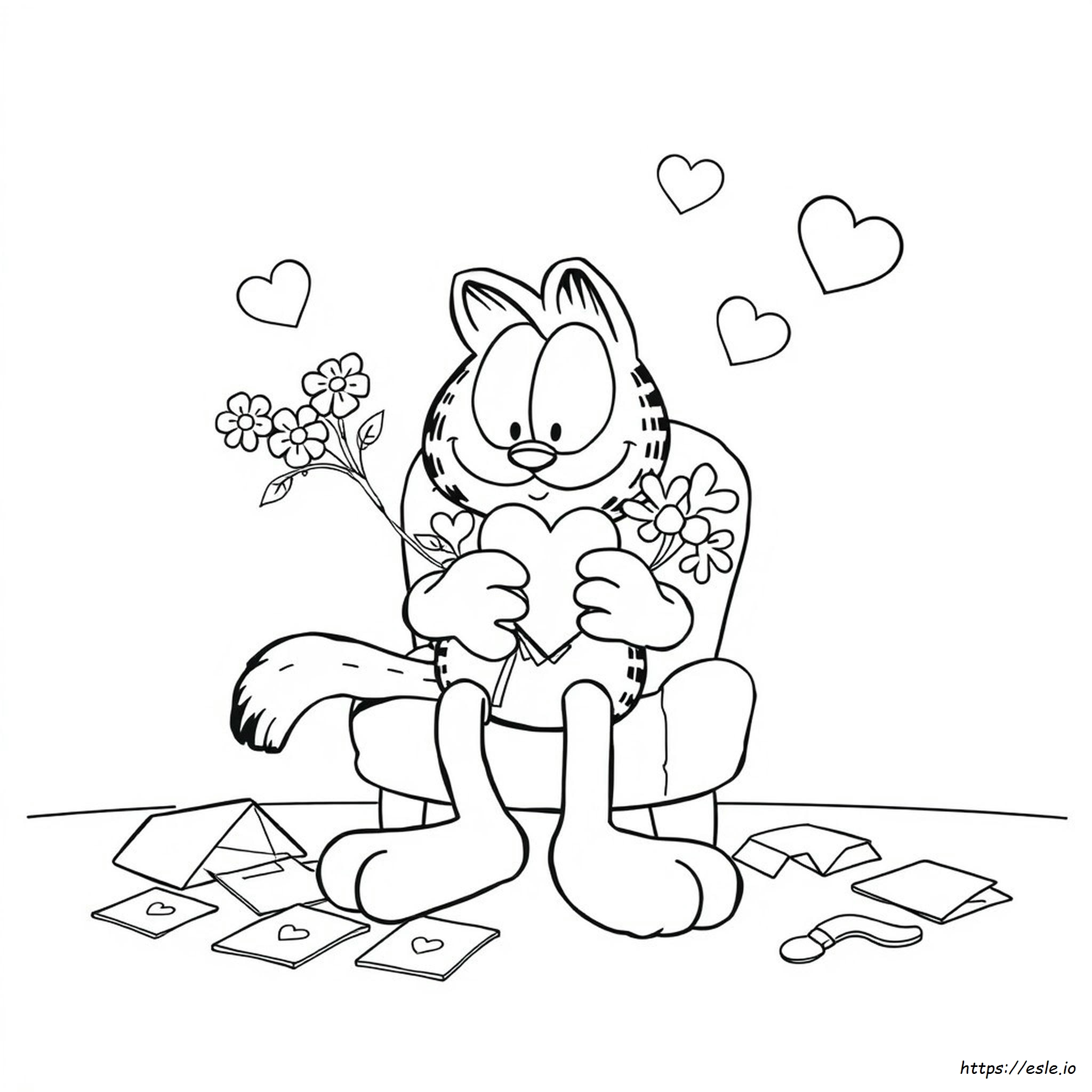 Garfield San Valentín Para Colorear