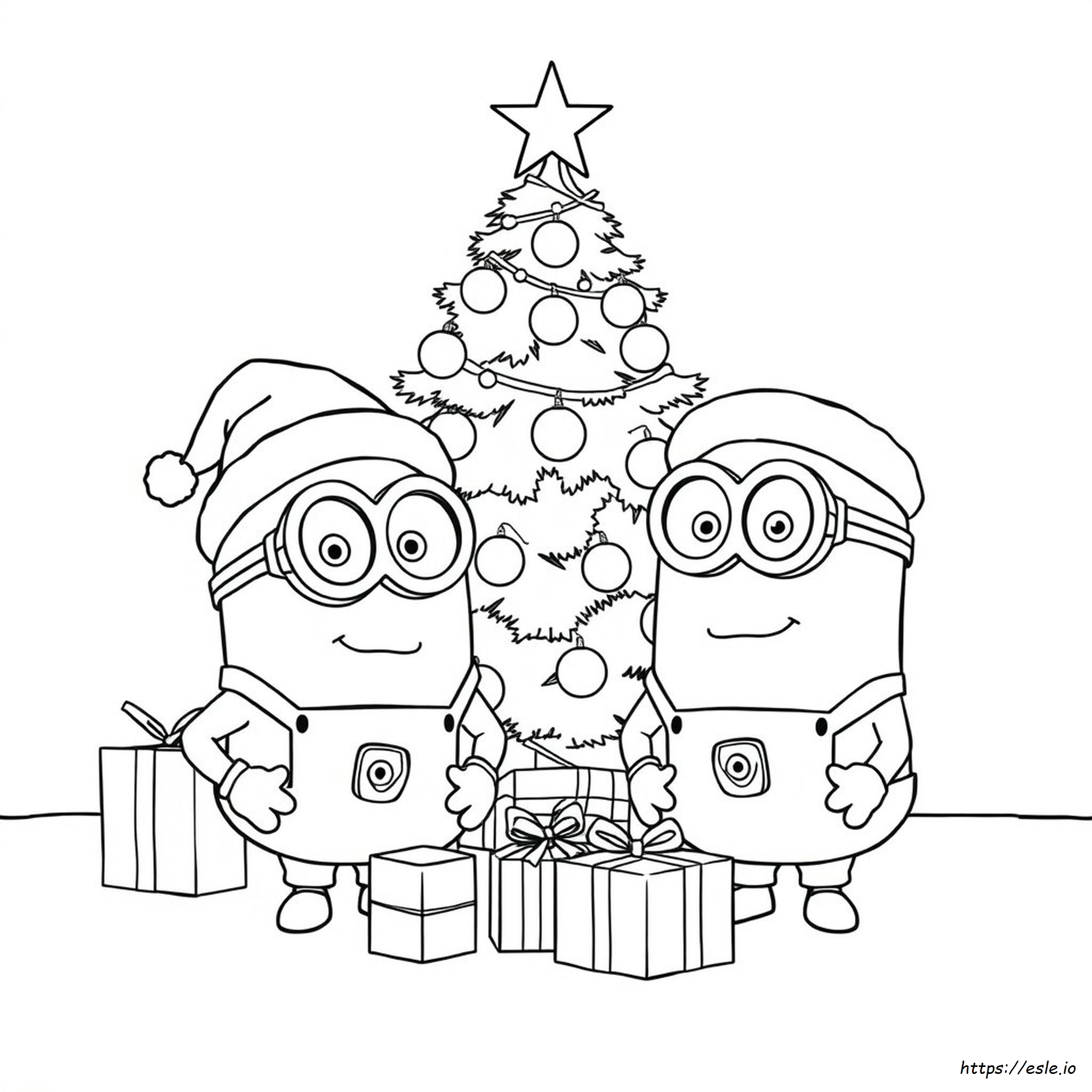 Minions Navidad Para Colorear