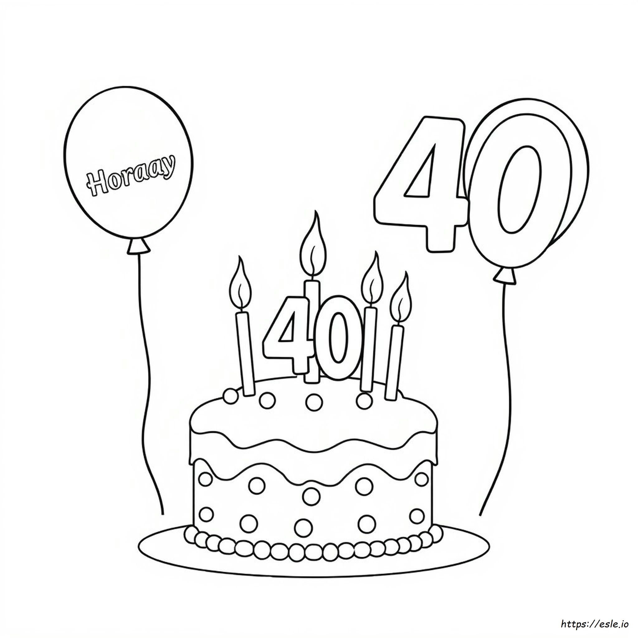 Páginas Para Colorear De Feliz Cumpleaños Número 40 Para Imprimir