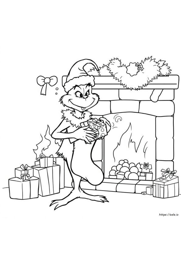 Grinch Stocking Coloring Page