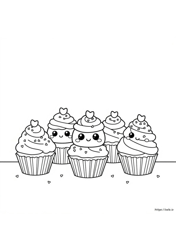Kawaii Cupcake Színező Oldalak