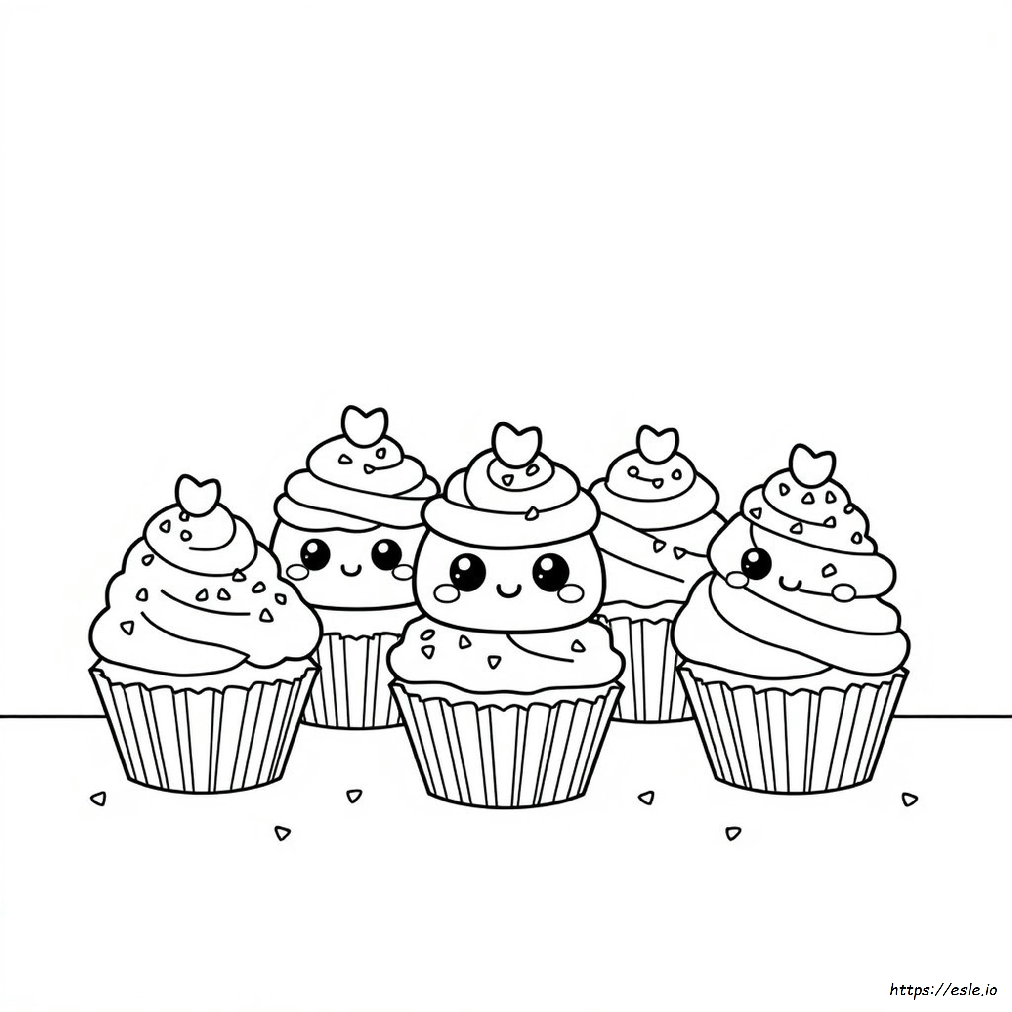 Kawaii Cupcake Coloring Pages
