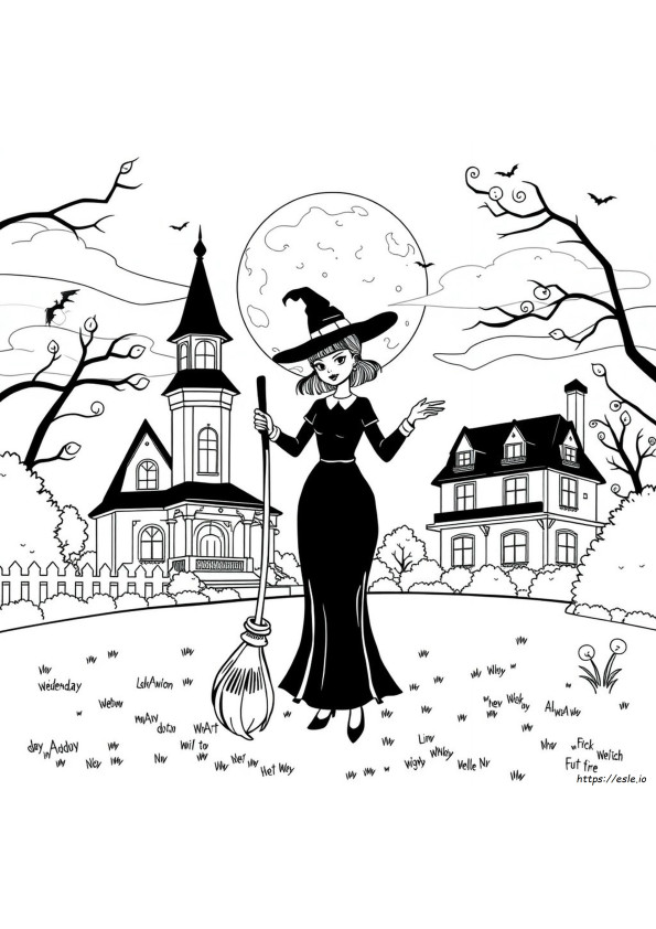 Gambar Mewarnai Tarian Wednesday Addams