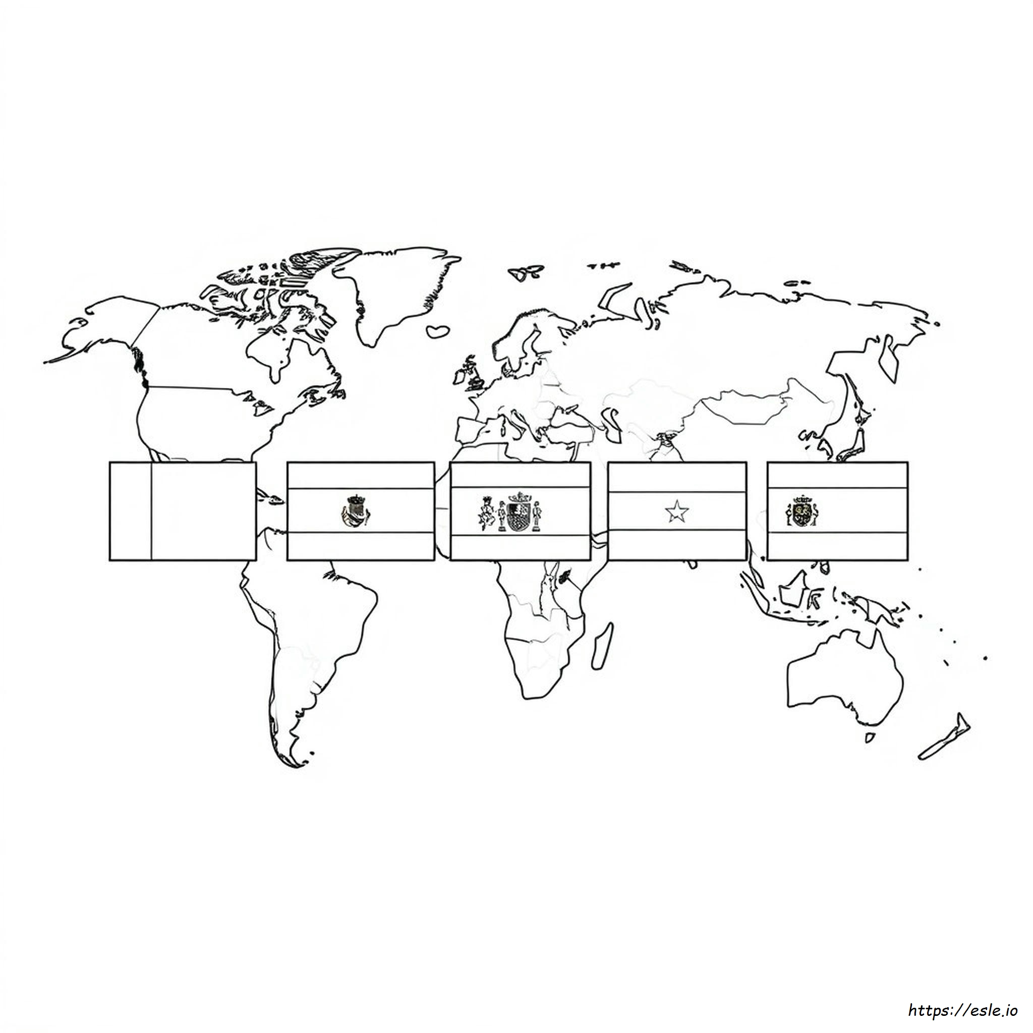 Banderas De Países De Habla Hispana Para Colorear