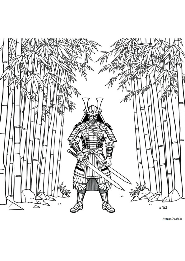 Realistic Samurai Coloring Page