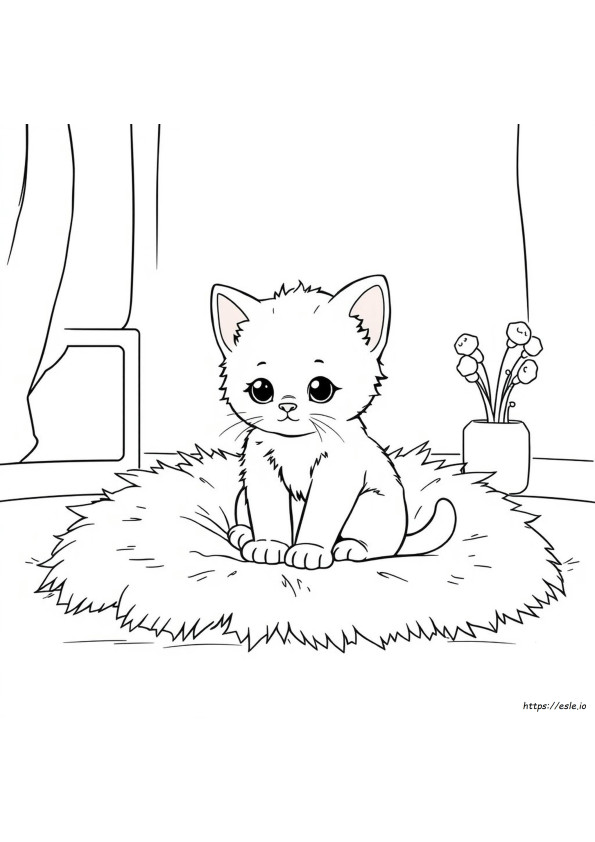 Lembar Mewarnai Kucing Lucu