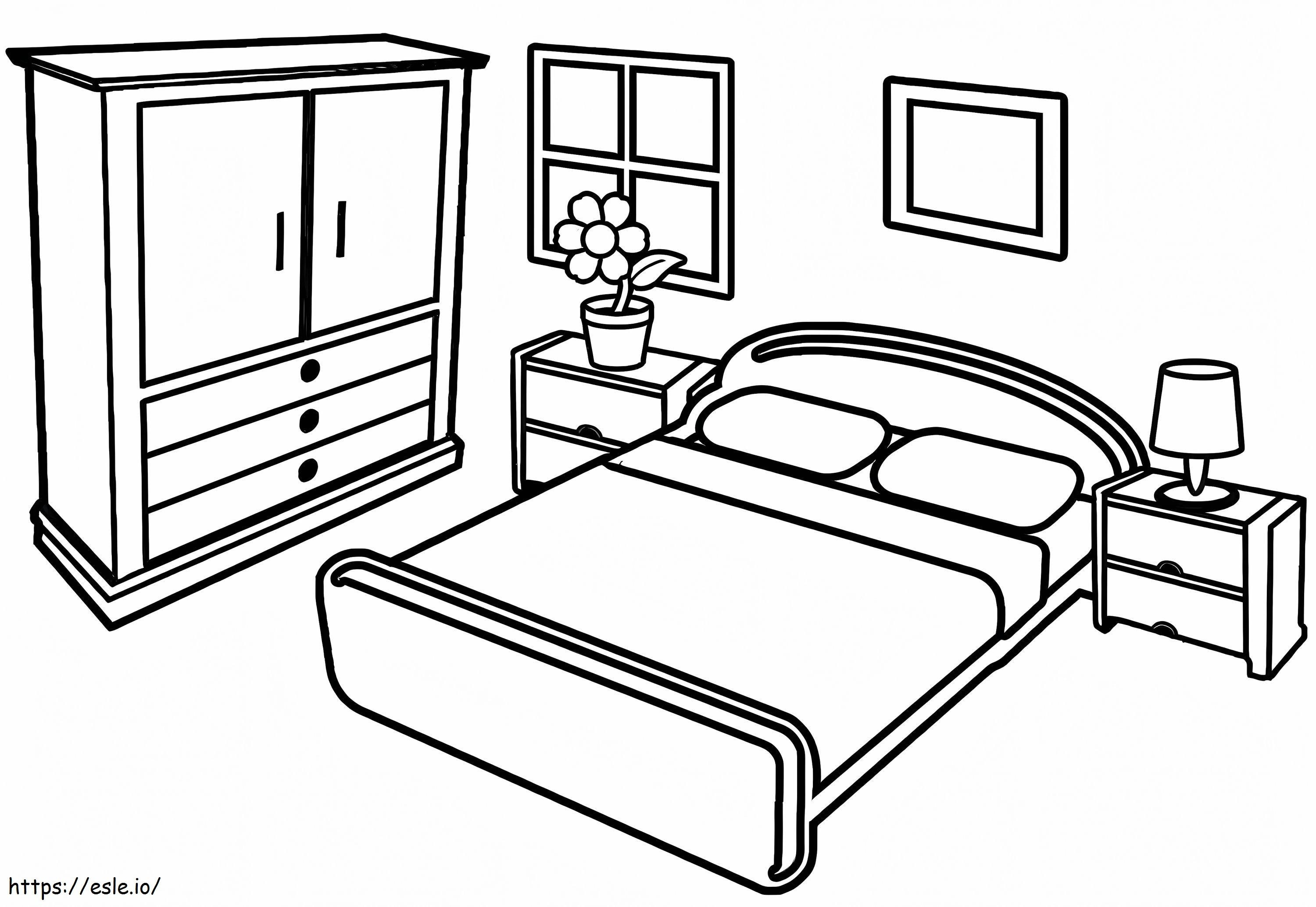 Eenvoudige slaapkamer kleurplaat kleurplaat