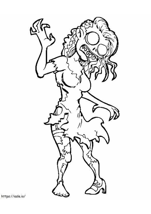 Coloriage Femme zombie à imprimer dessin