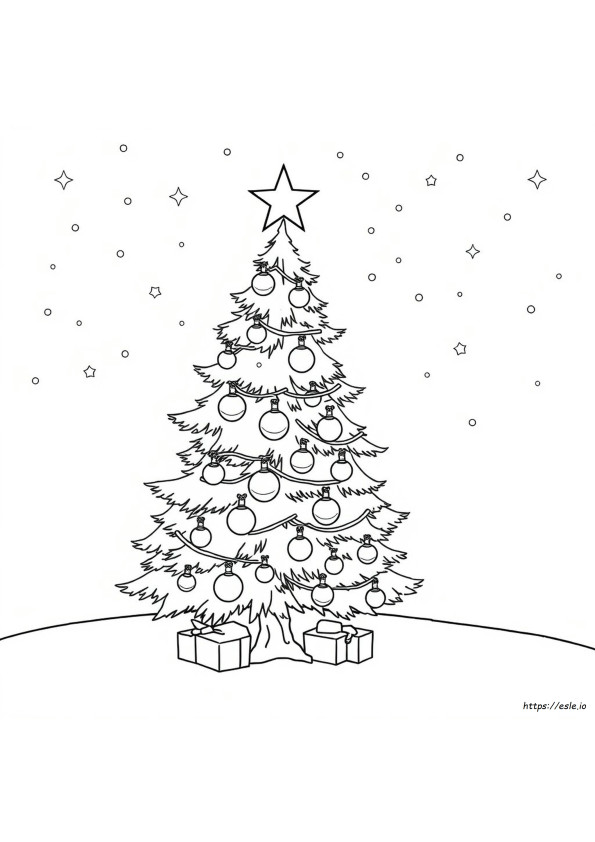 Pohon Natal Gambar Mewarnai Dapat Dicetak Gratis