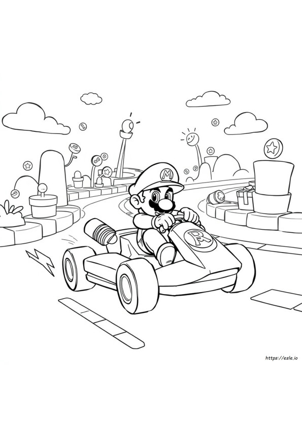 Mario Cart Coloring Page