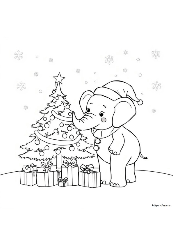 Gambar Mewarnai Gajah Natal