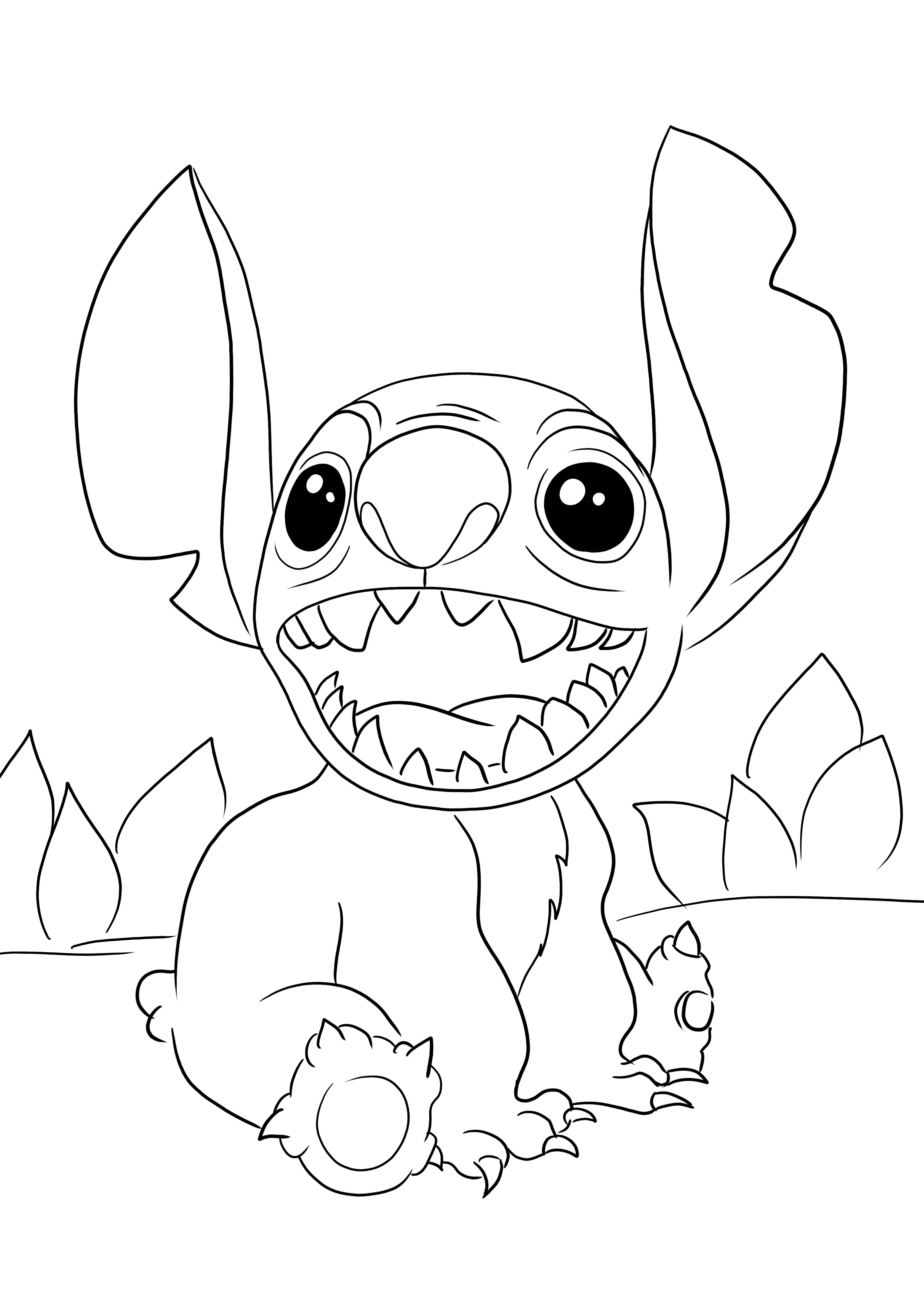 Dibujo para colorear gratis de Cute Stitch de Lilo&Stitch para descargar y colorear con diversión