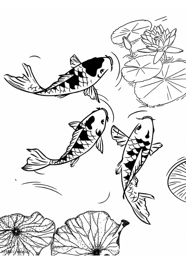 Golden Koi Fishes coloring page