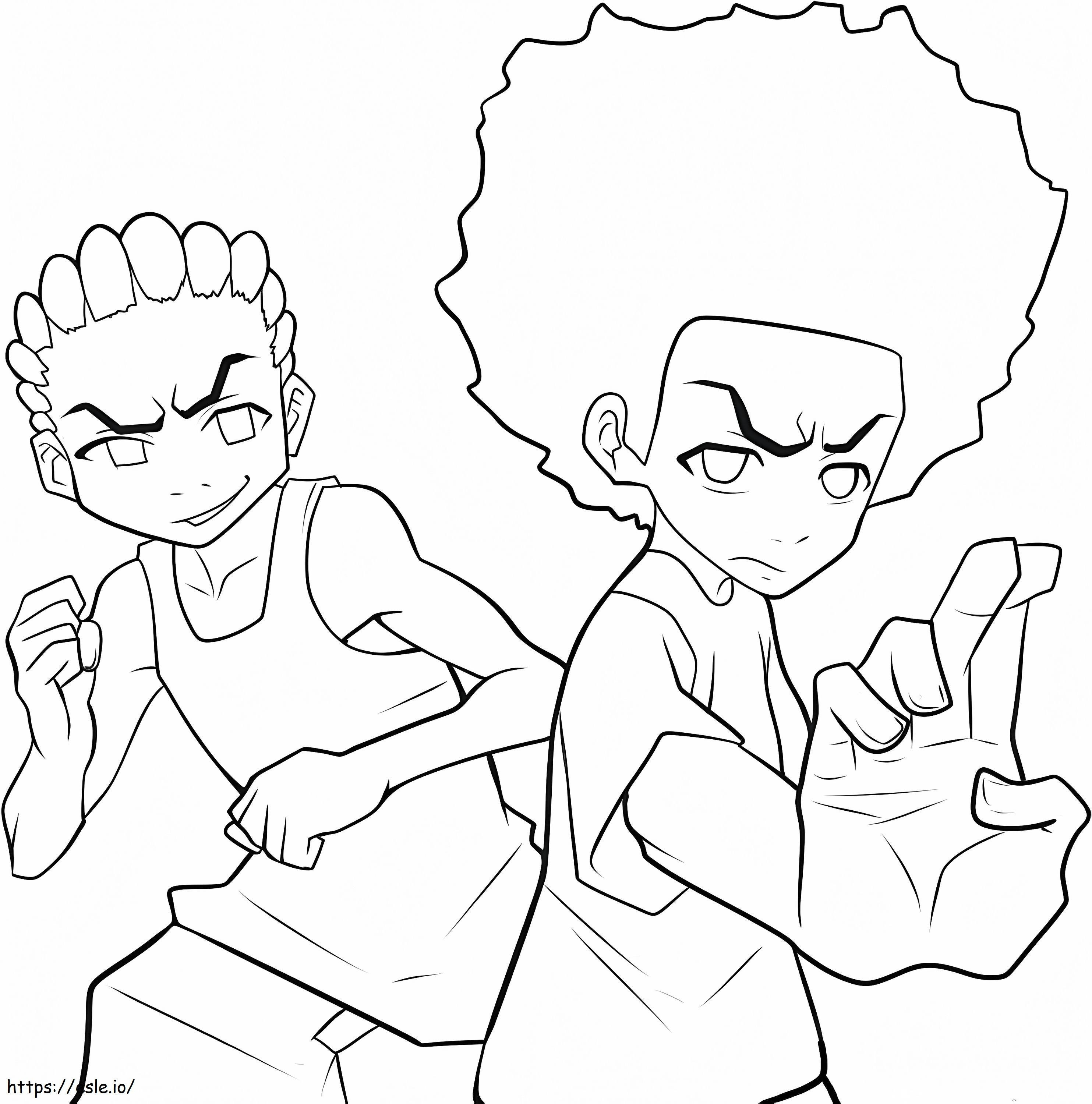 Huey And Riley Freeman From Boondocks coloring page