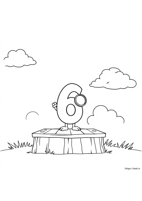 Nummer 6 Malvorlage