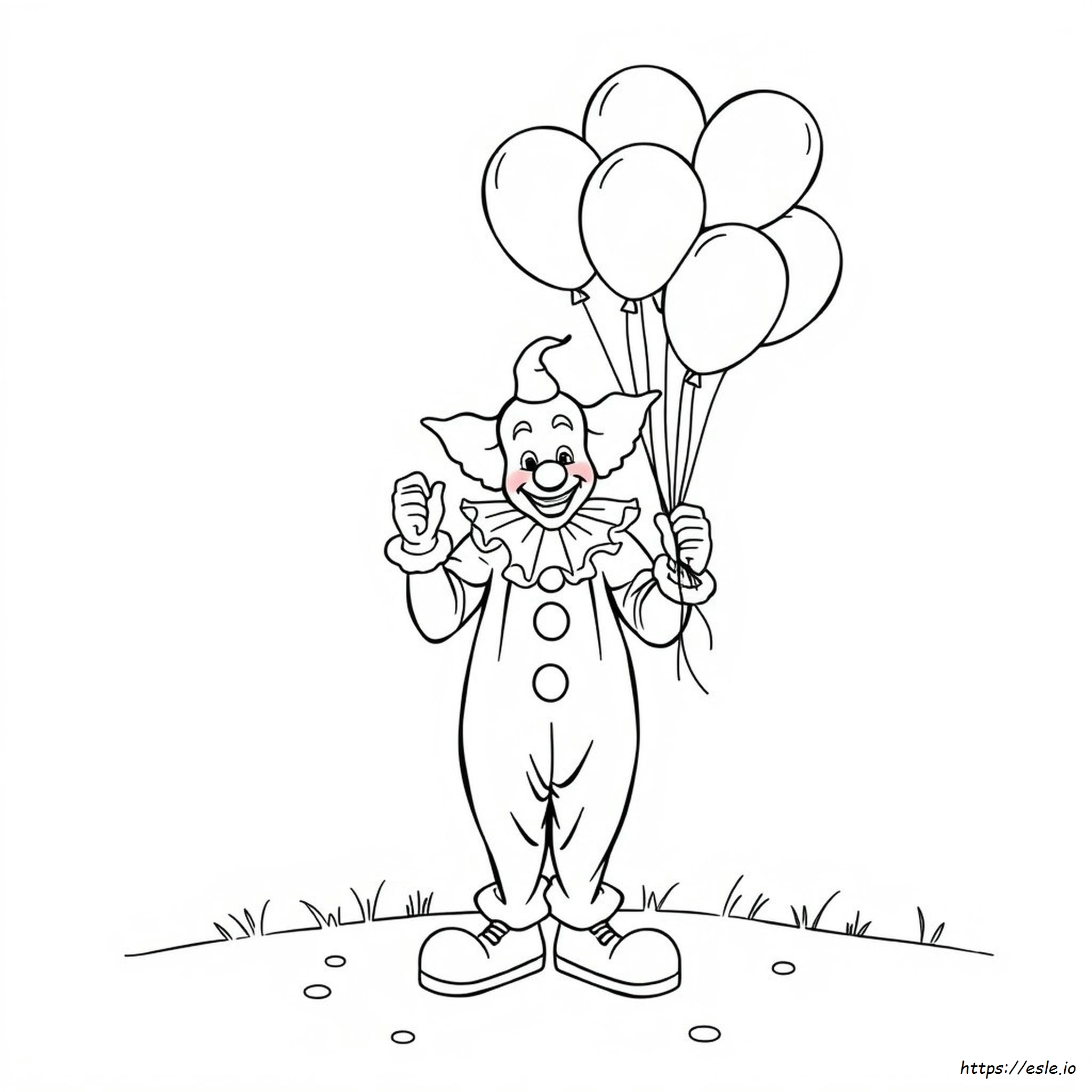 Clown With Balloons Coloring Page
