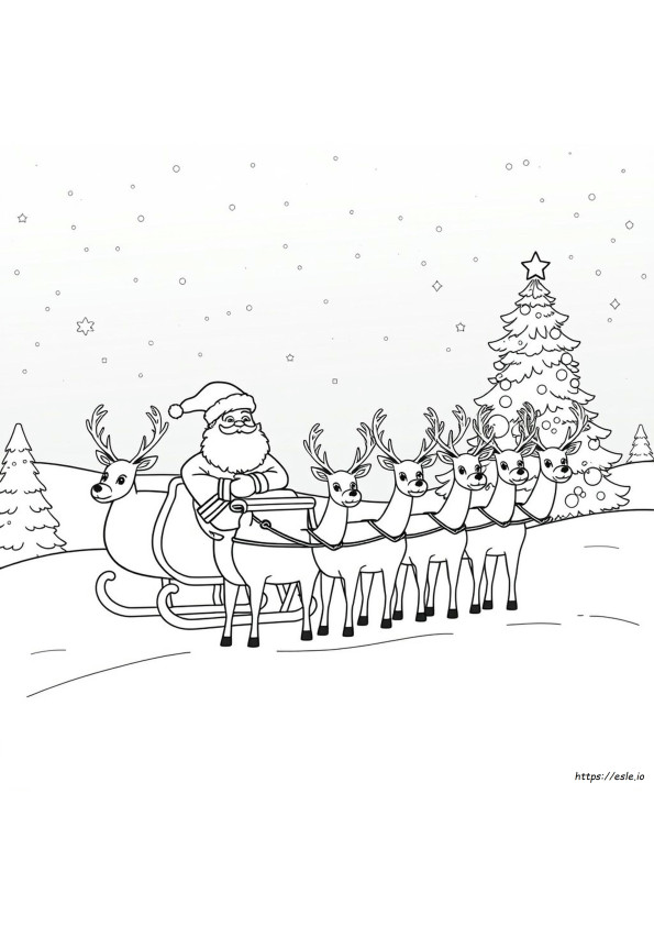 Kerstman Met Rendieren Kleurplaten