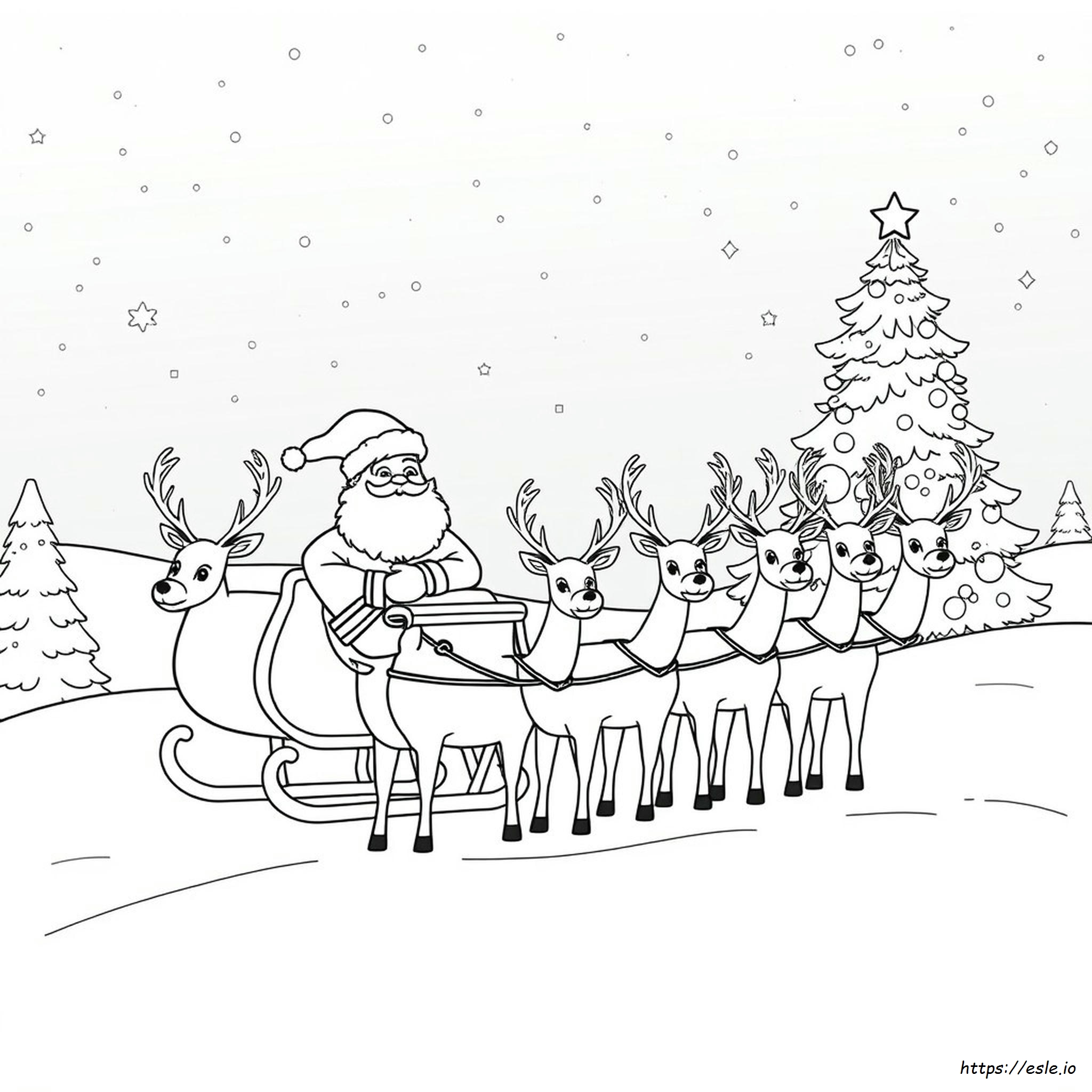 Weihnachtsmann Mit Rentieren Ausmalbilder