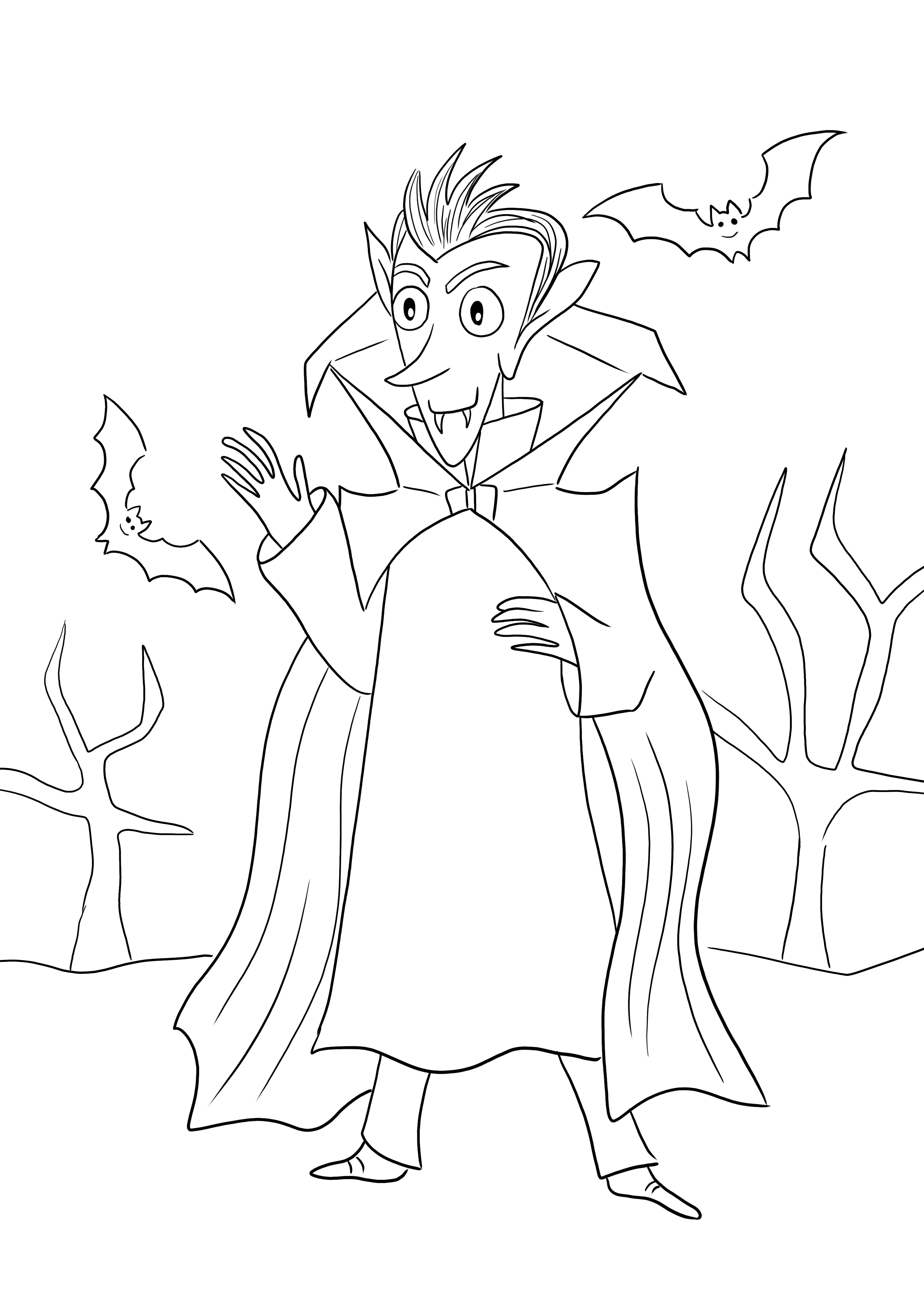 Vampire to print or download coloring picture to celebrate Halloween