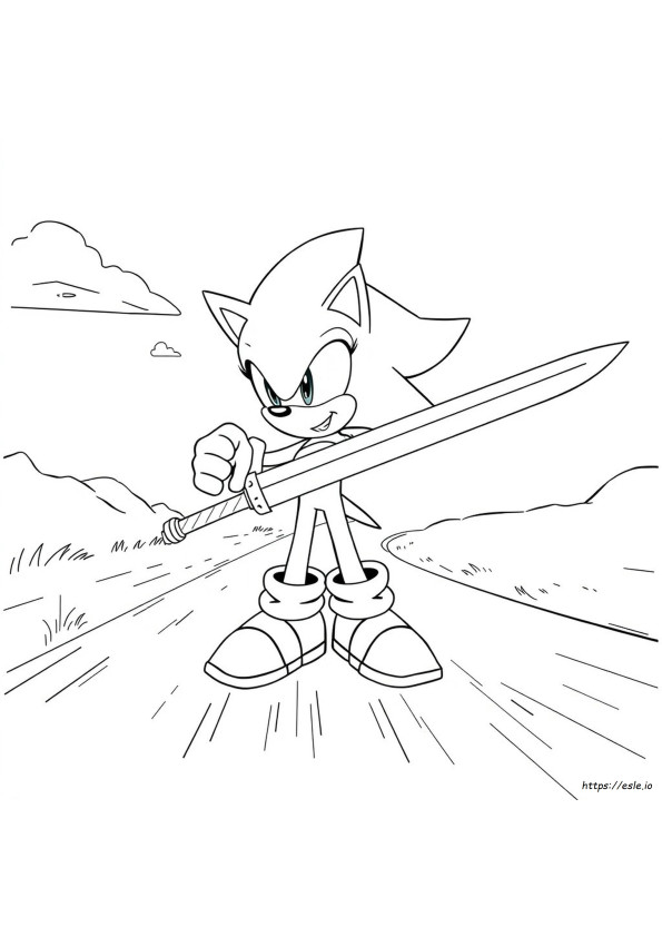Gambar Mewarnai Sonic Dengan Pedang