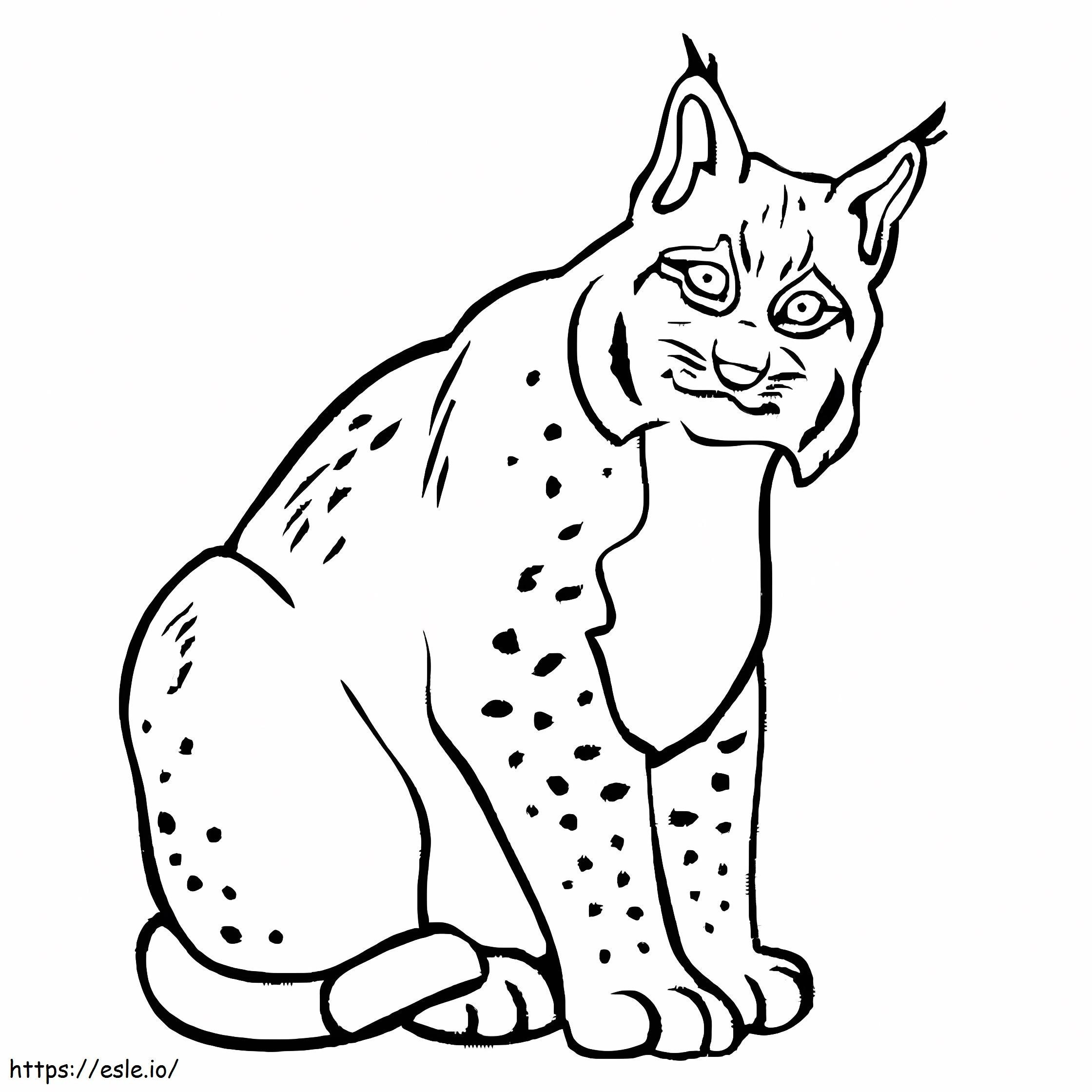 Coloriage Gros Lynx assis à imprimer dessin