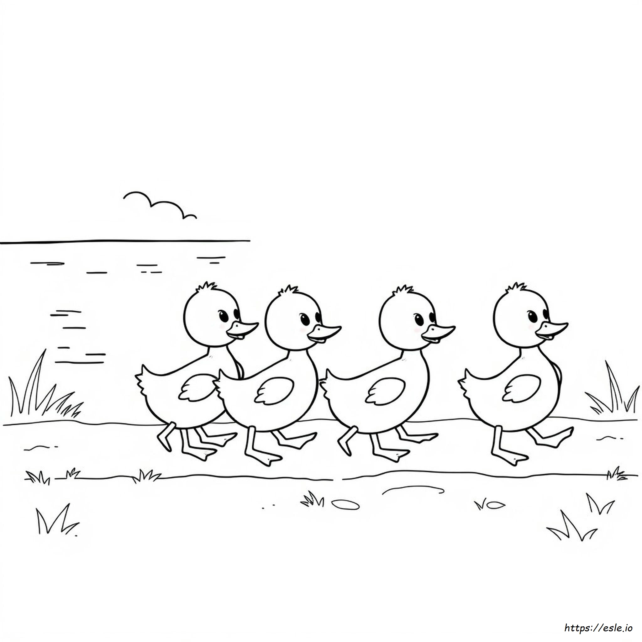 5 Little Ducks Coloring Page