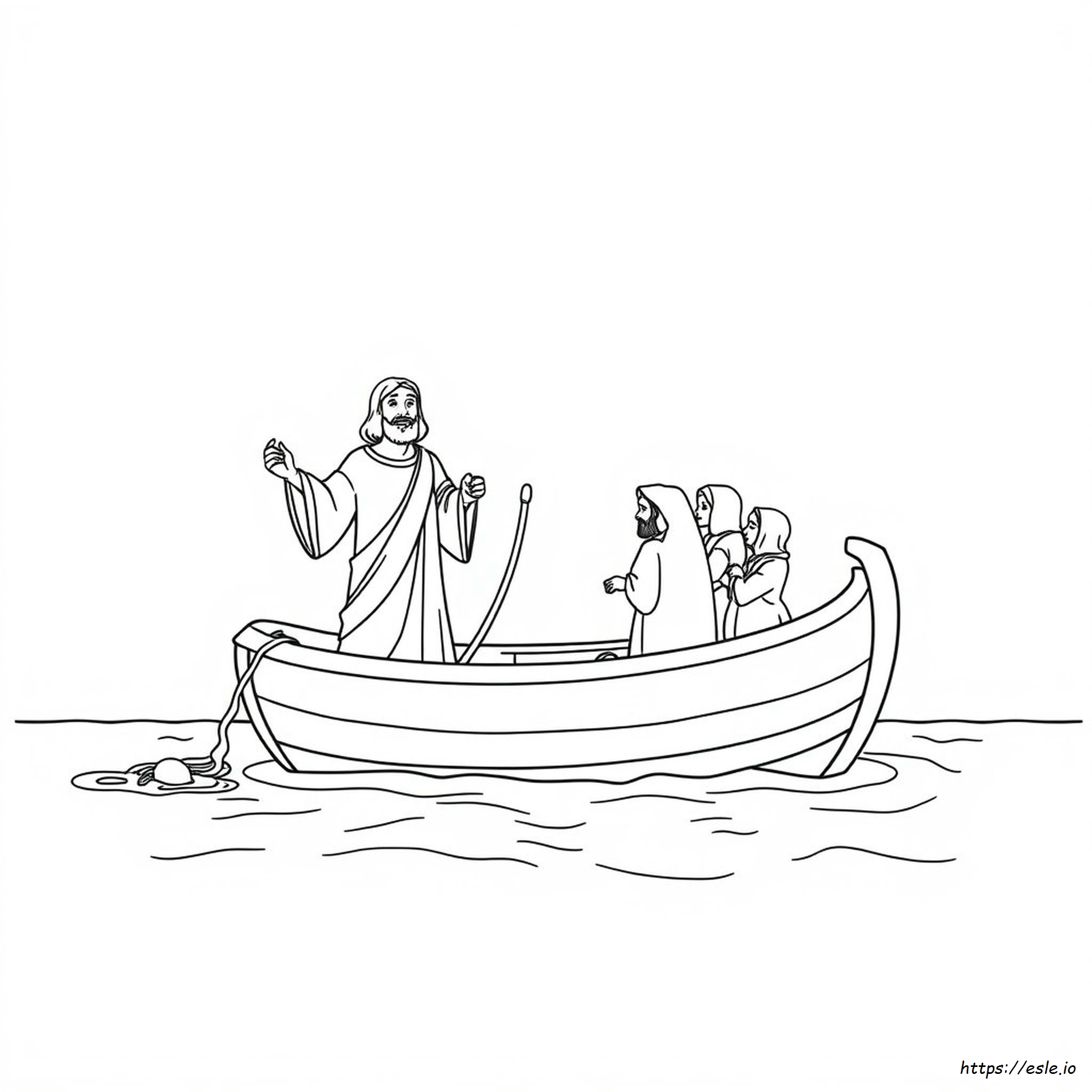 Barco De Pesca De Jesús Para Colorear